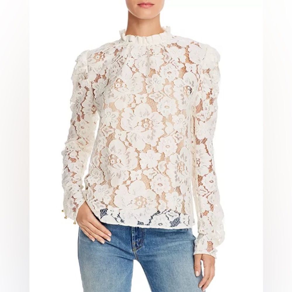 WAYF Erika Puff-Sleeve Lace Top